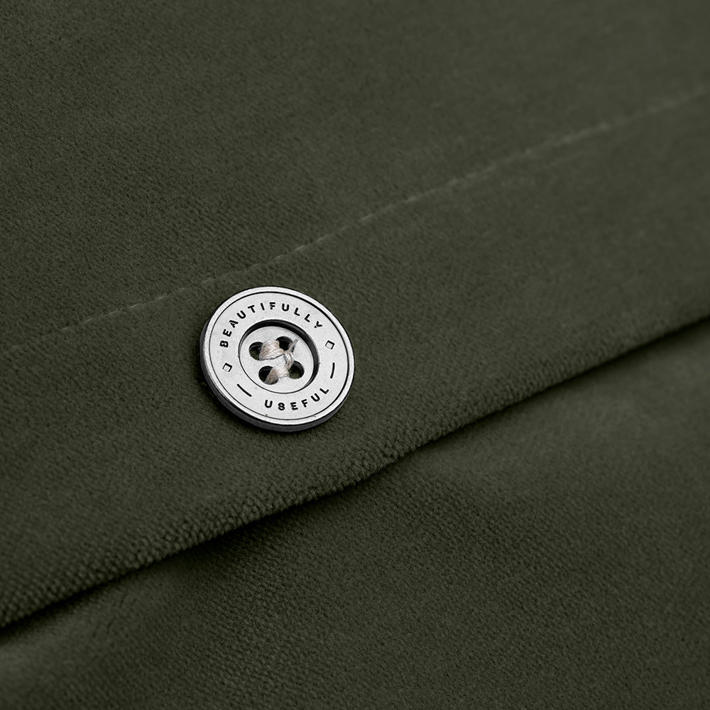 Square Kip Cushion in Intelligent Velvet, Seaweed