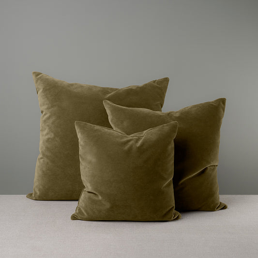 Square Kip Cushion in Intelligent Velvet, Sepia