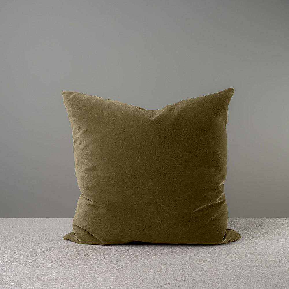 Square Kip Cushion in Intelligent Velvet, Sepia