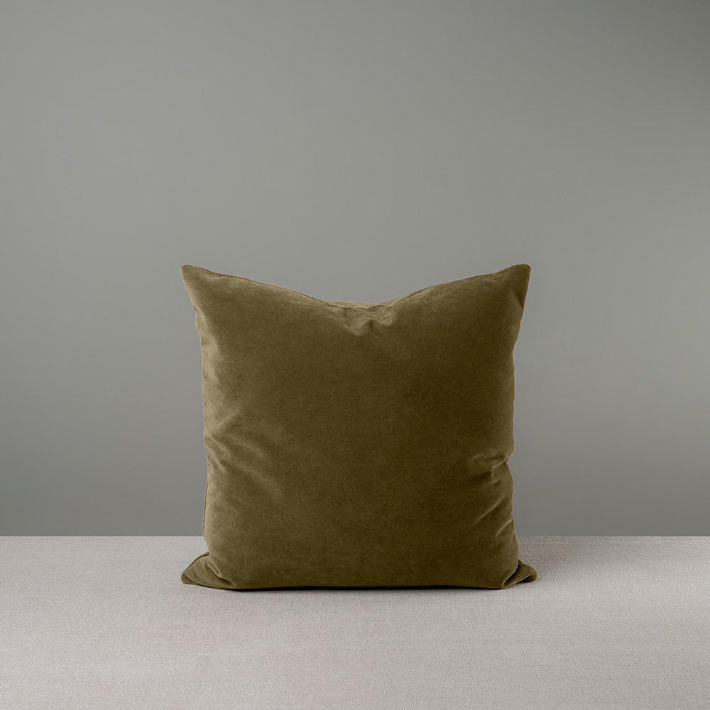 Square Kip Cushion in Intelligent Velvet, Sepia