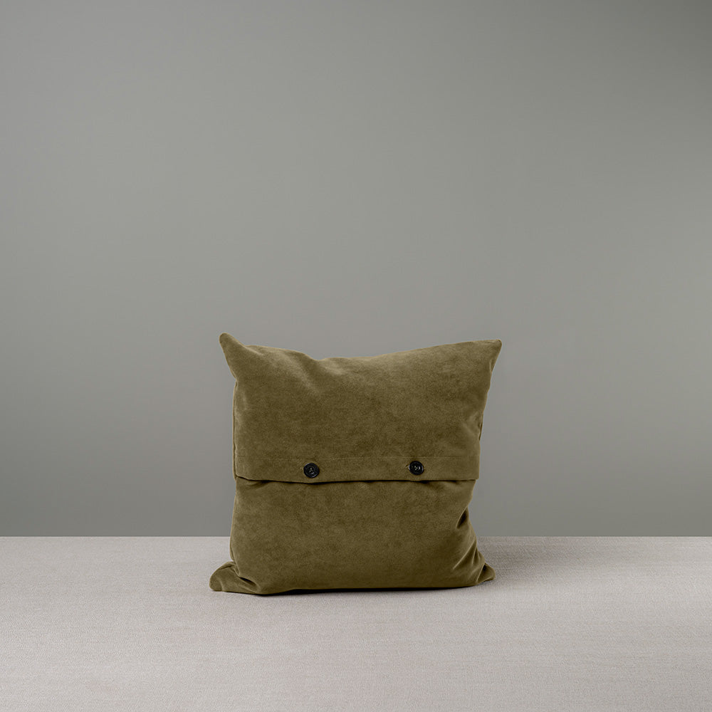 Back Side of Medium Square Cushion in Brown(Sepia) Velvet With 2 Buttons