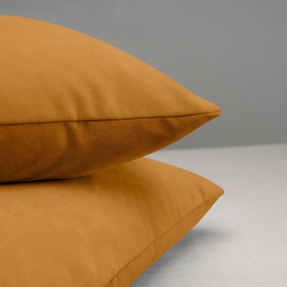 2 Square Cushion in Orange(Spice) Velvet On top of Each Other - Nicola Harding
