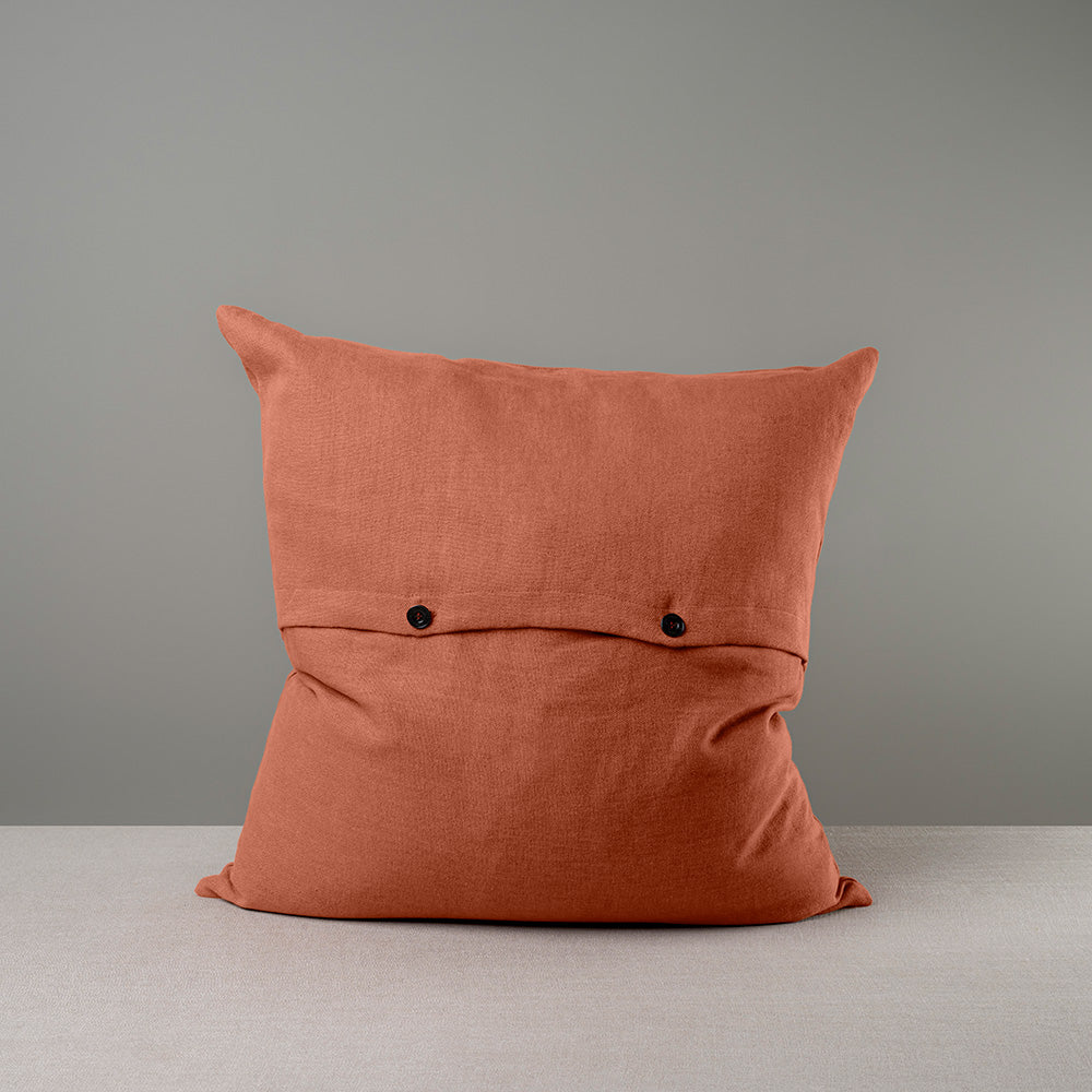 Large size Square Kip Cushion in Laidback Linen, Cayenne, With 2 NiX Special Buttons
