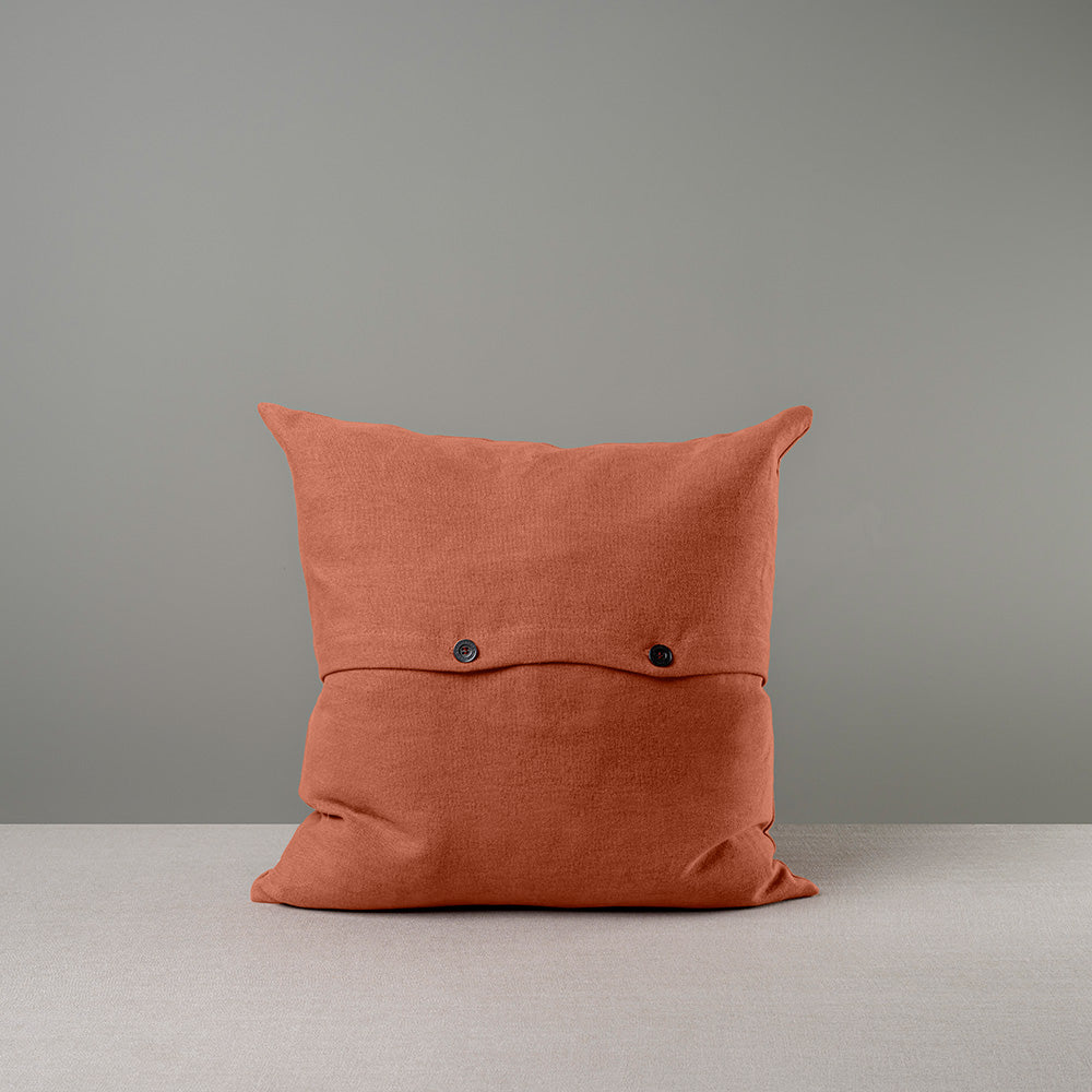 Medium size Square Kip Cushion in Laidback Linen, Cayenne With 2 Black Buttons