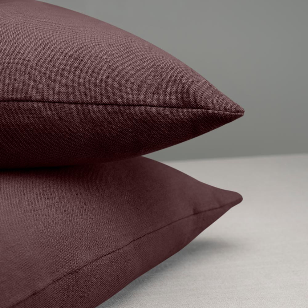Square Kip Cushion in Laidback Linen, Damson