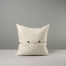 Back View of Square Kip Cushion in Laidback Linen, Dove With 2 Black Button