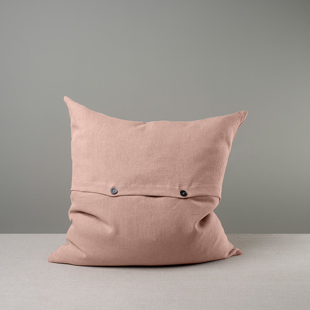 Back view of Square Kip Cushion in Laidback Linen, Dusky Pink, With 2 Buttons