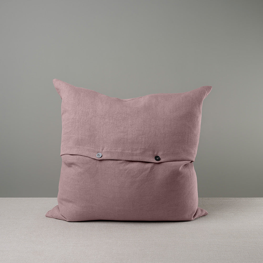 Back Side of Square Kip Cushion in Laidback Linen, Heather with 2 Black buttons