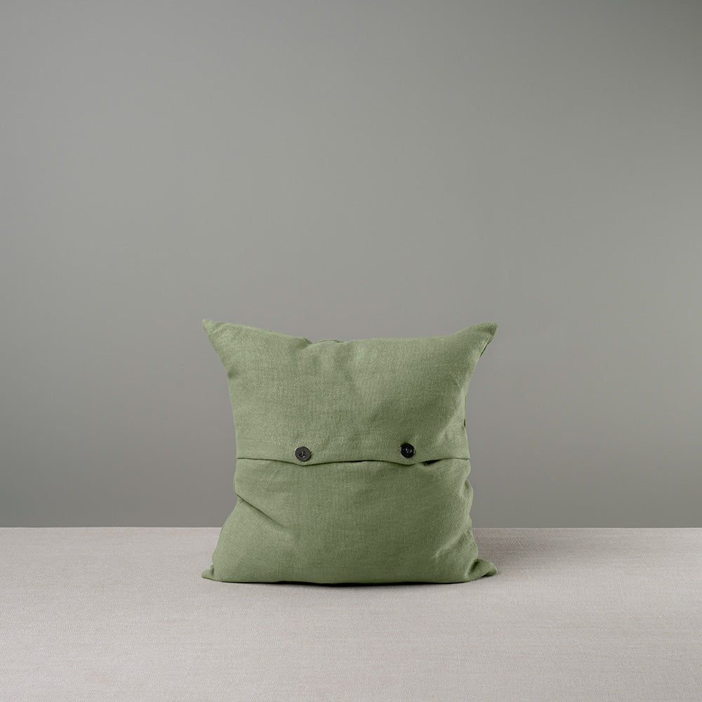 Back View of medium size Square Kip Cushion in Laidback Linen, Moss