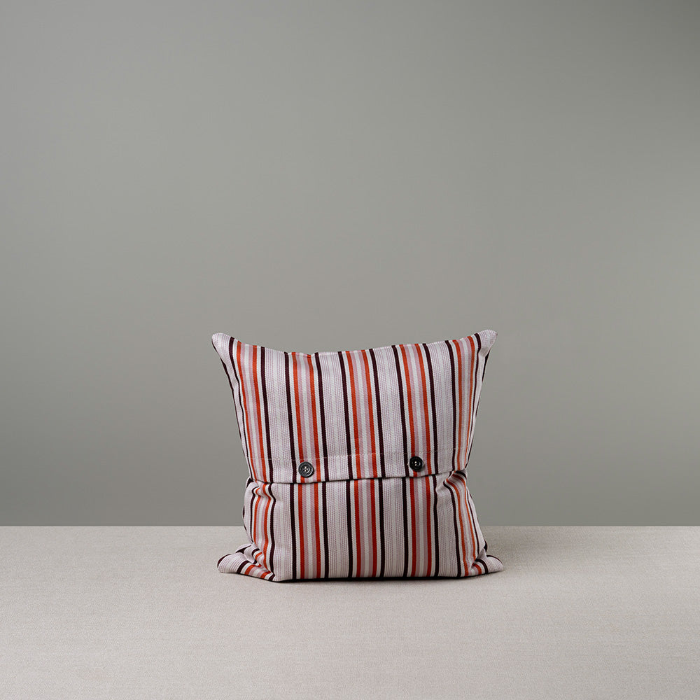 Back Side of Medium Square Kip Cushion in Berry Cotton Linen - By NiX