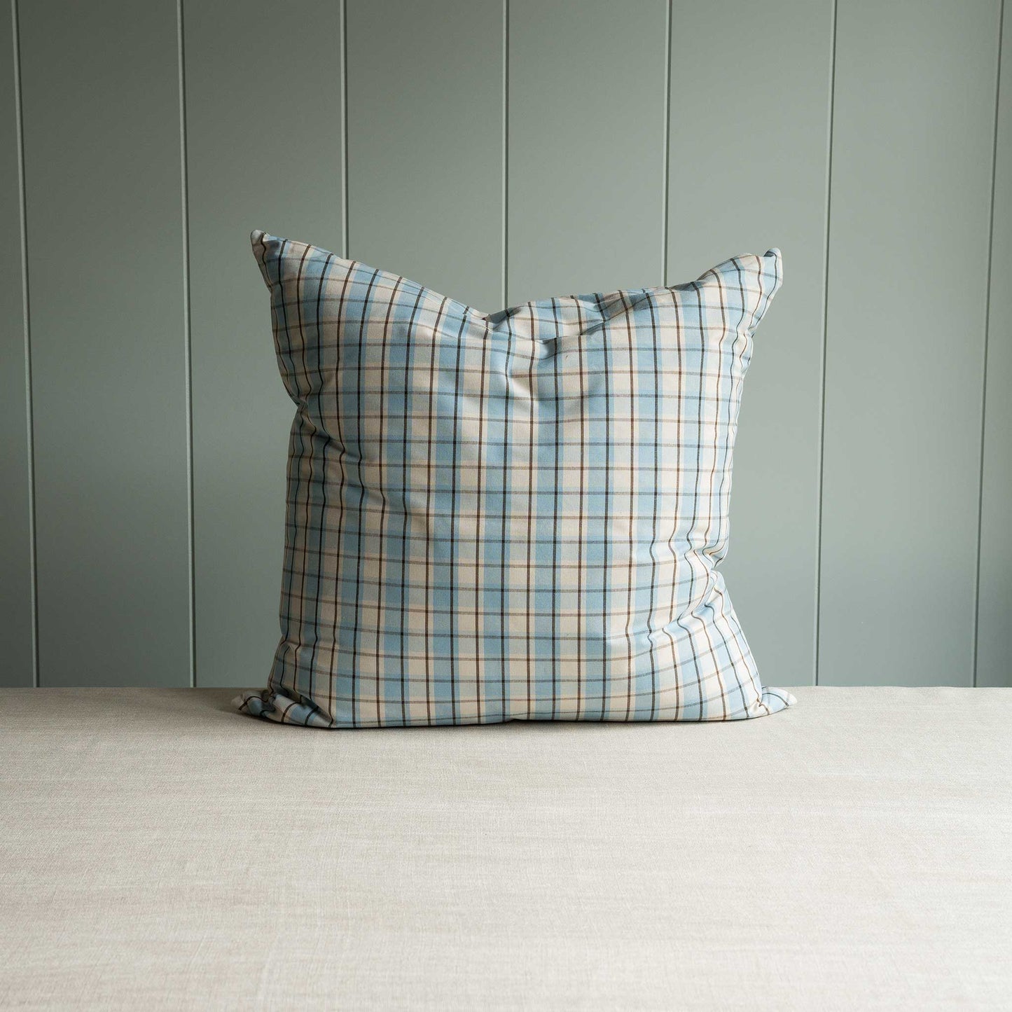 Square Kip Cushion in Square Deal Cotton, Blue Brown