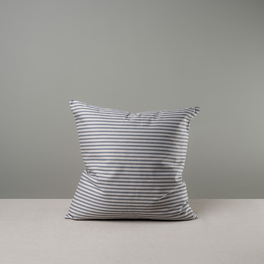  Square Kip Cushion in Ticking Cotton, Blue Brown 