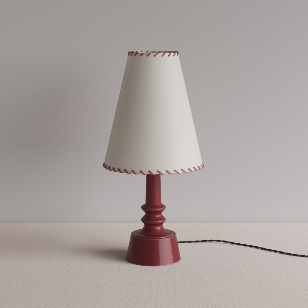 Ditsy Ceramic Table Lamp Base in Damson Pink, With Ditsy Tall Tapered Lamp Shade in Natural Parchment - By NiX