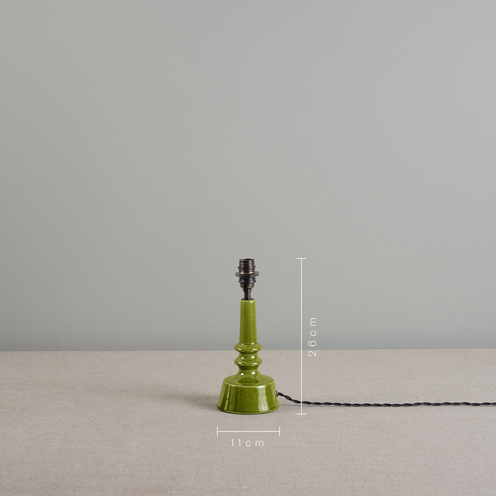 Ditsy Ceramic Table Lamp Base in Olive Green, With Dimensions Height 26cm and Width 11cm - Nicola Harding