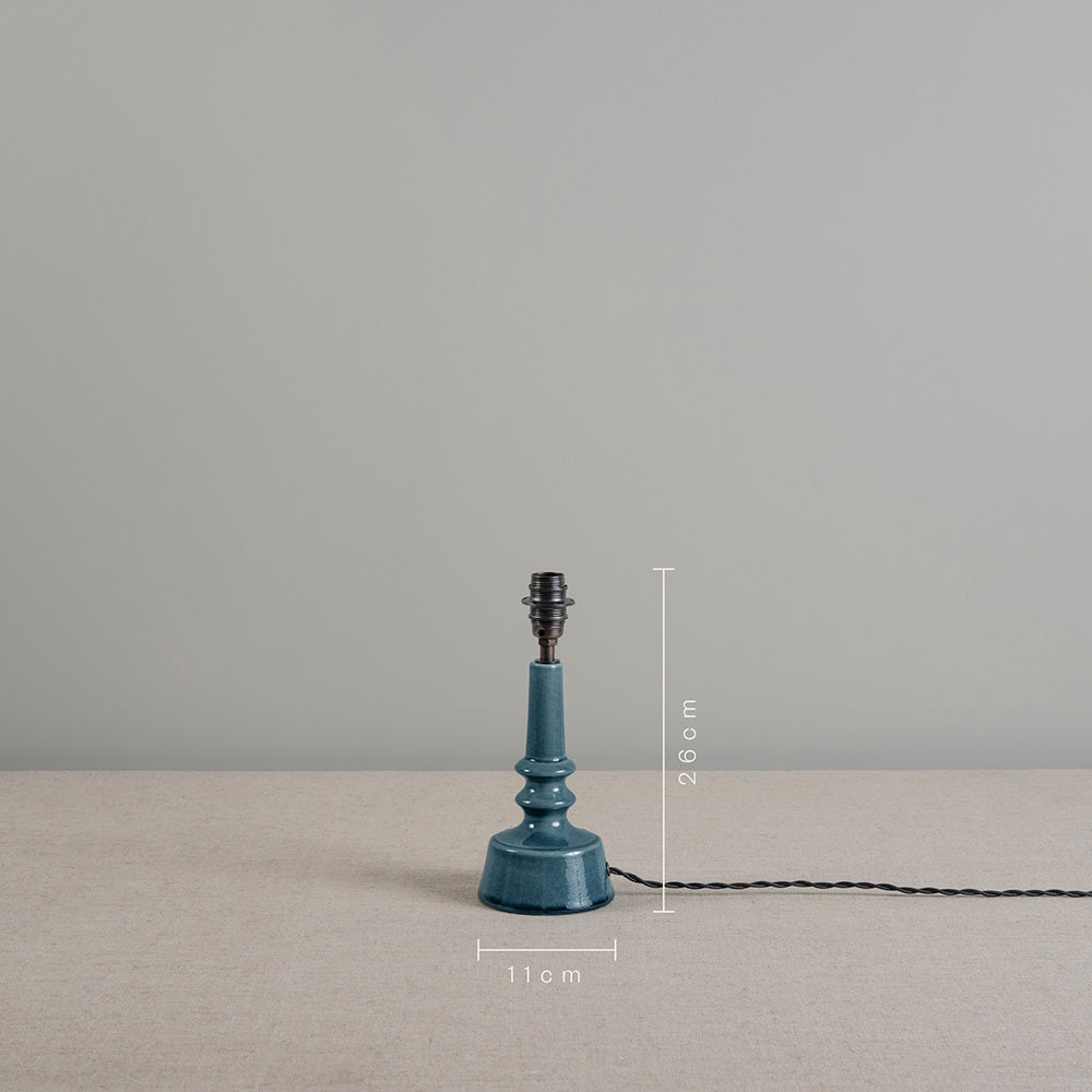 Ditsy Ceramic Table Lamp Base in Sea Blue, With Dimension, 26cm Height and Width is 11cm - By NiX