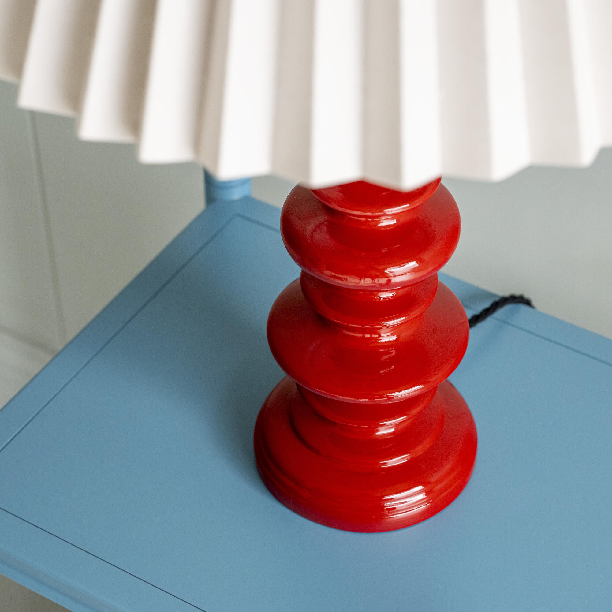 Wooden Table Lamp Base in Berry Red - NiX