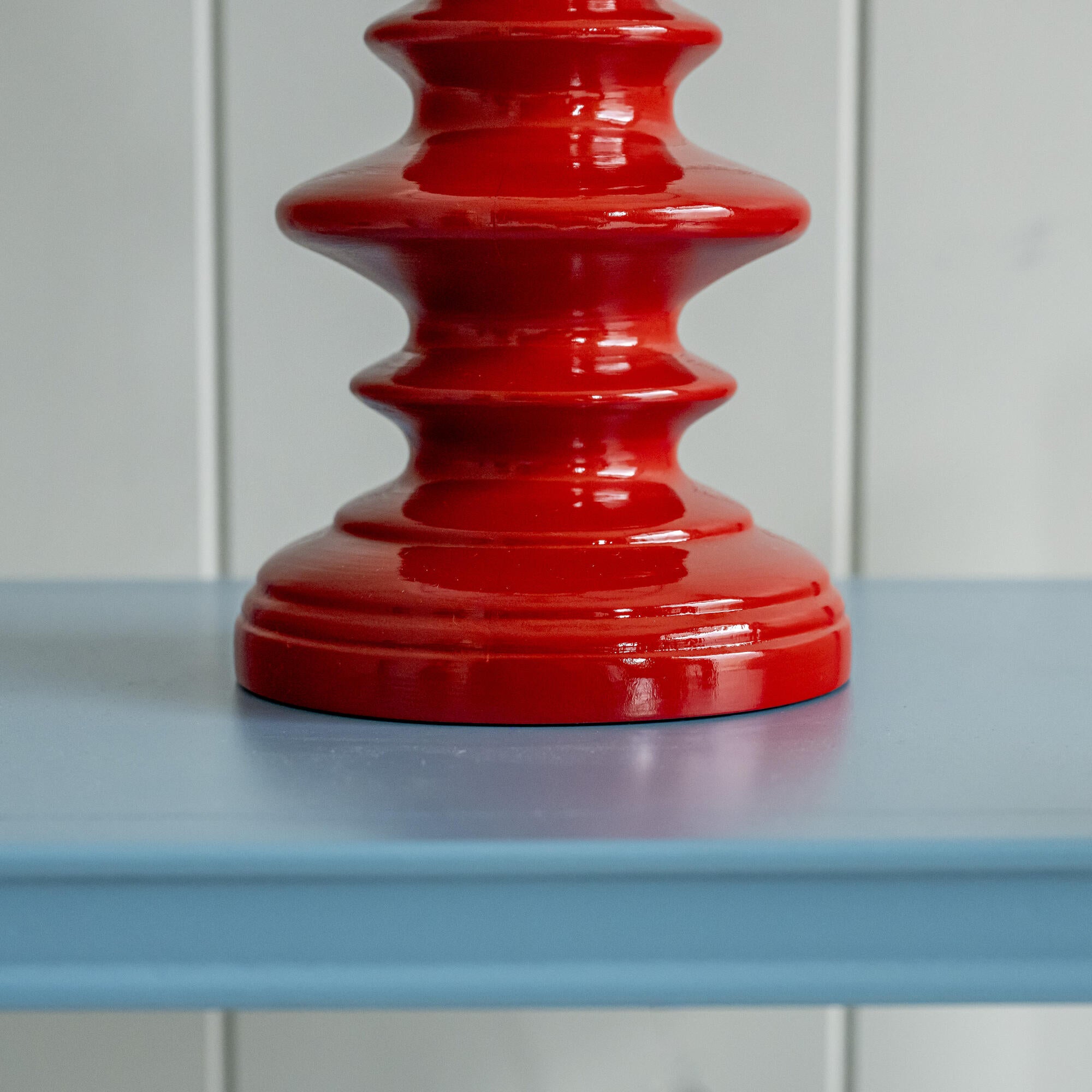 Berry Red Wooden Lamp Base Closeup - NiX