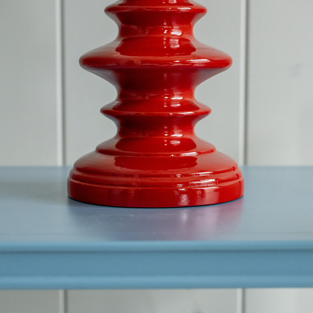 Berry Red Wooden Lamp Base Closeup - NiX