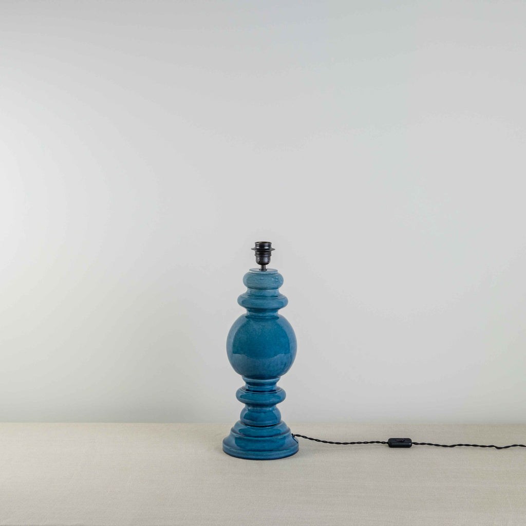 Hourglass Ceramic Table Lamp Base in Blue - Nicola Harding