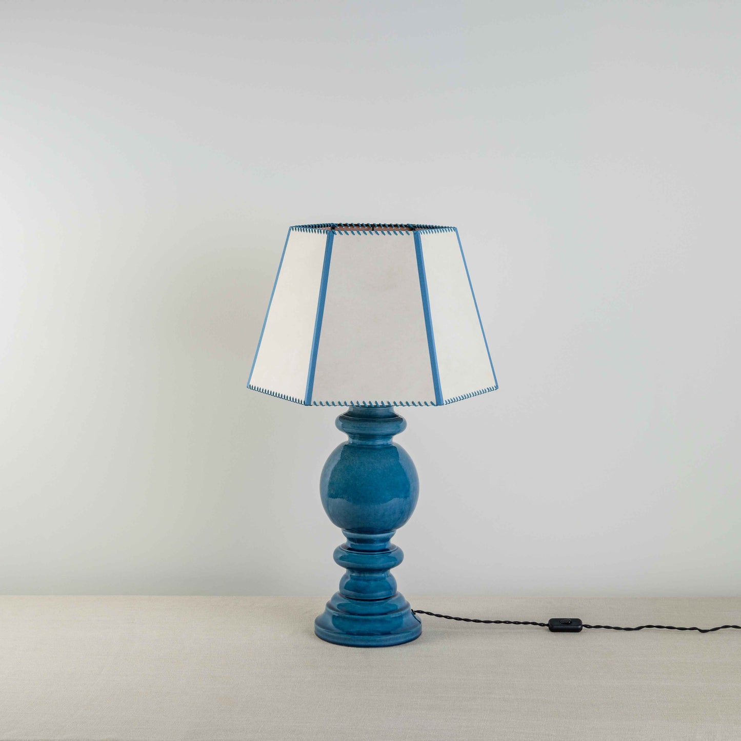 Hourglass Ceramic Table Lamp Base in Blue