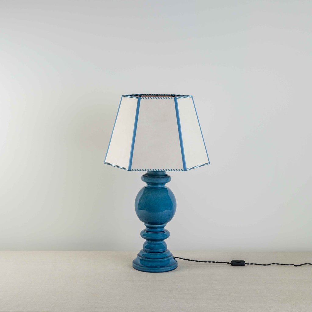  Hourglass Ceramic Table Lamp Base in Blue 