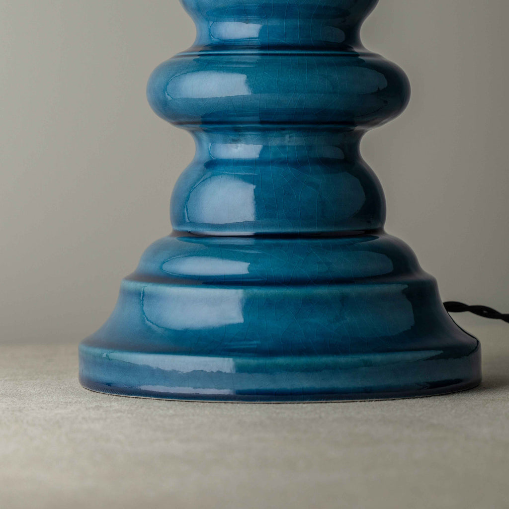  Hourglass Ceramic Table Lamp Base in Blue 