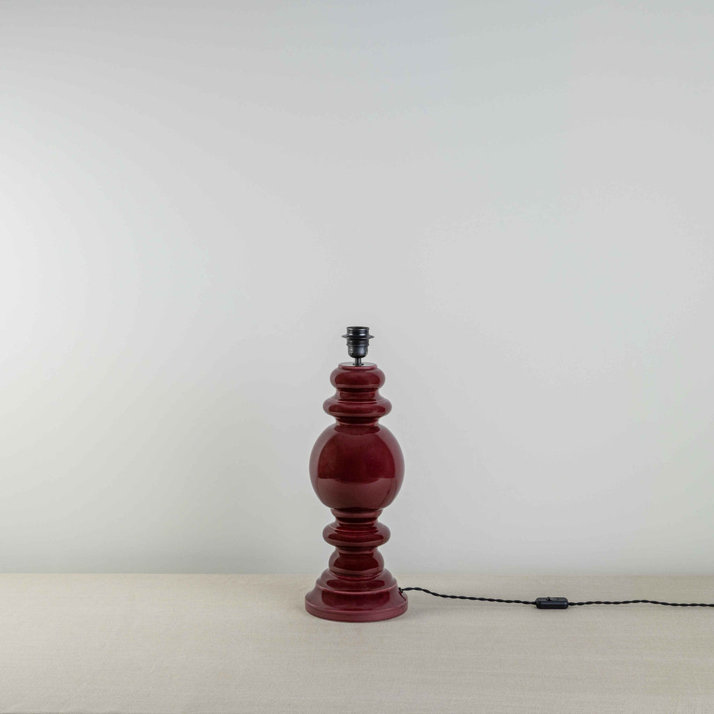 Hourglass Ceramic Table Lamp Base in Cherry - Nicola Harding