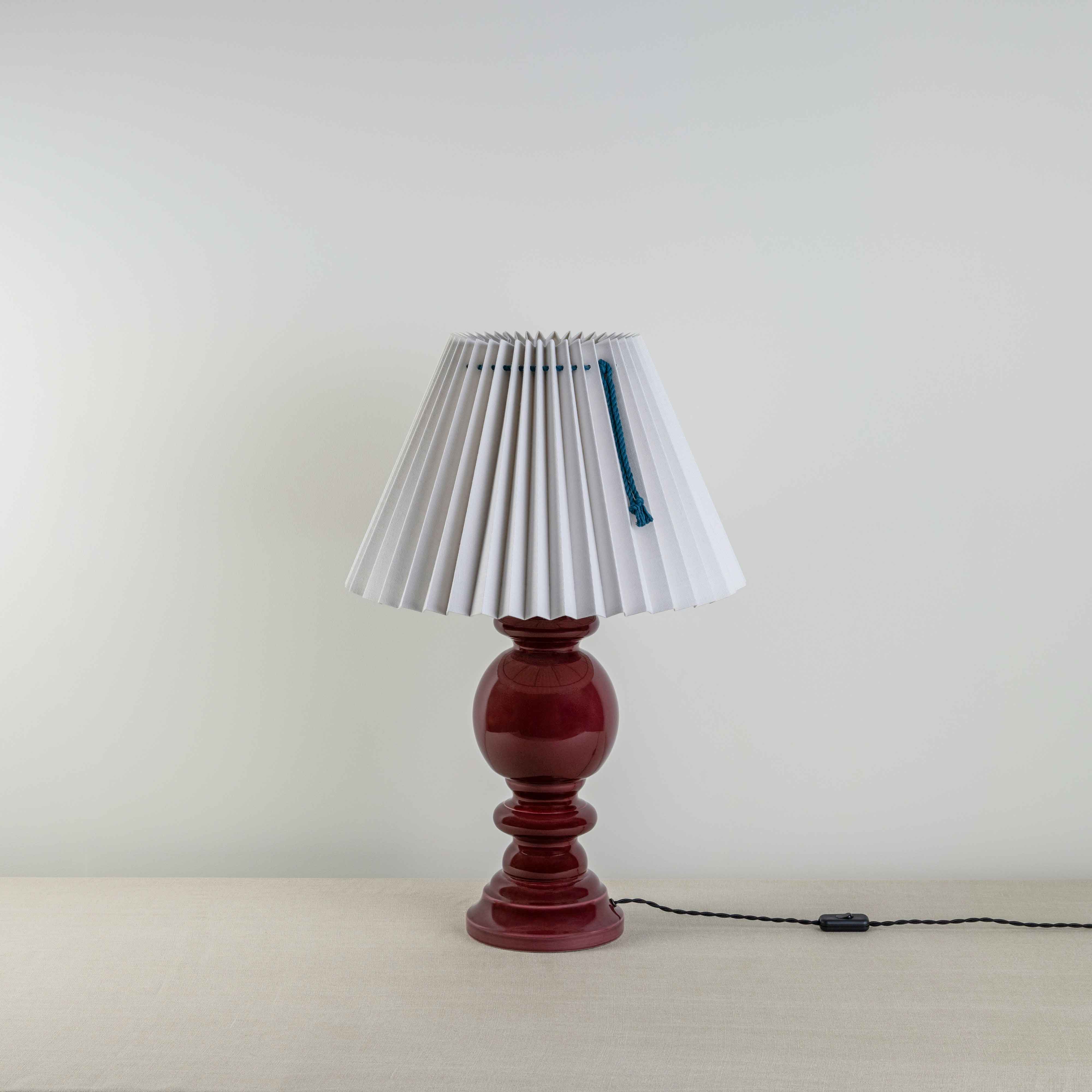 Hourglass Ceramic Table Lamp Base in Cherry - Nicola Harding