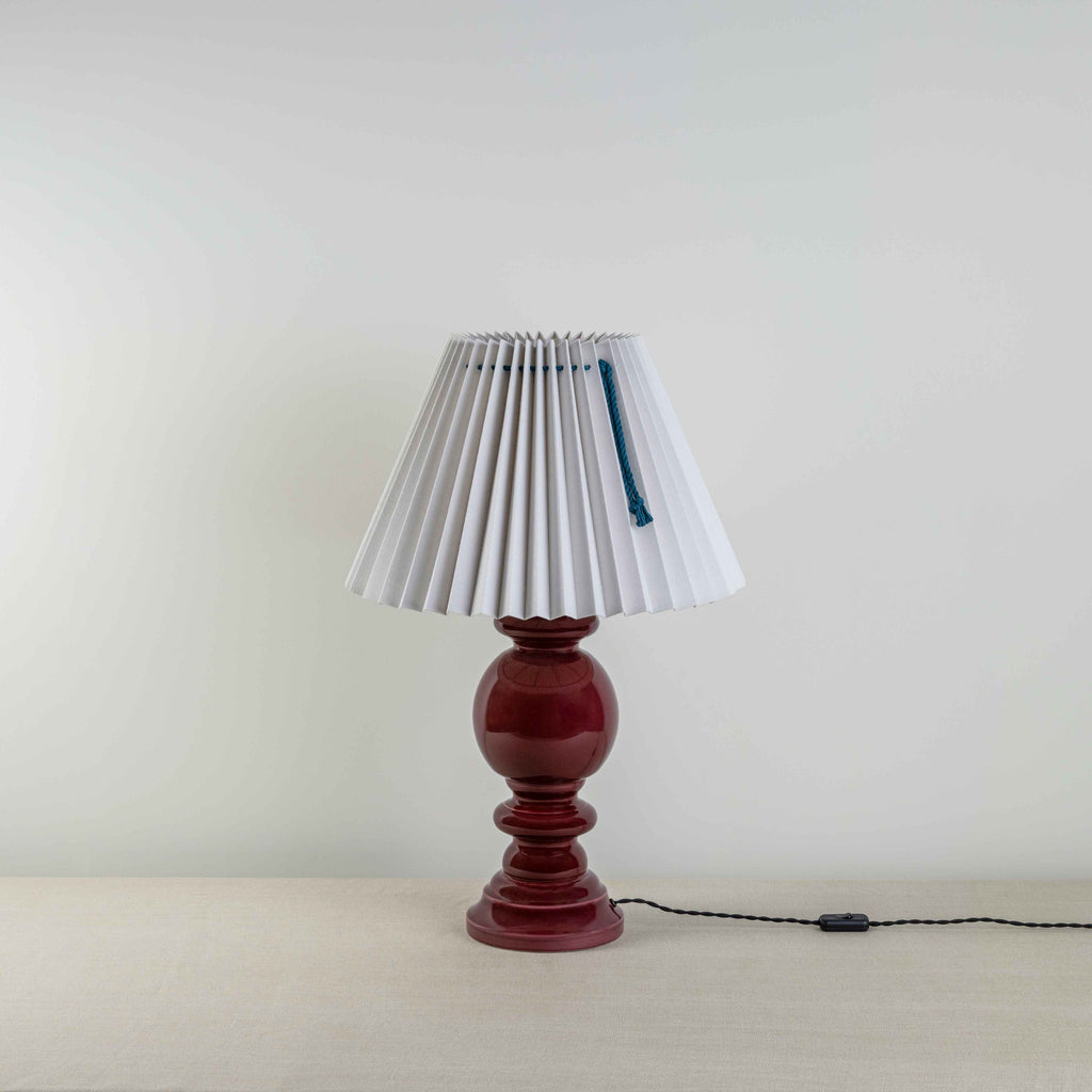 Hourglass Ceramic Table Lamp Base in Cherry - Nicola Harding