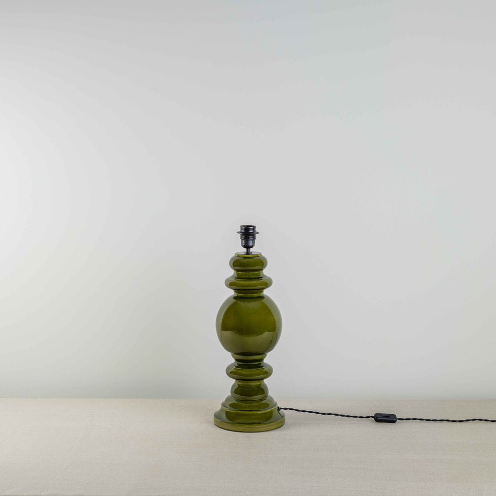 Hourglass Ceramic Table Lamp Base in Green - Nicola Harding