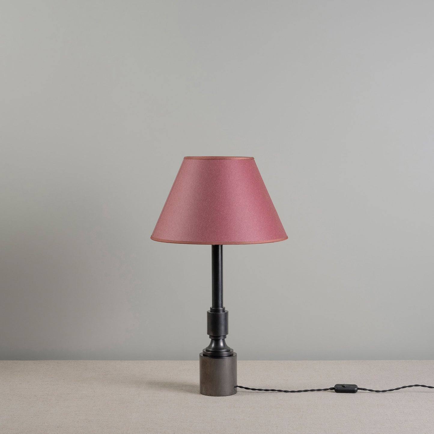 Waxed solid brass lamp base with pink lampshade - By NiX
