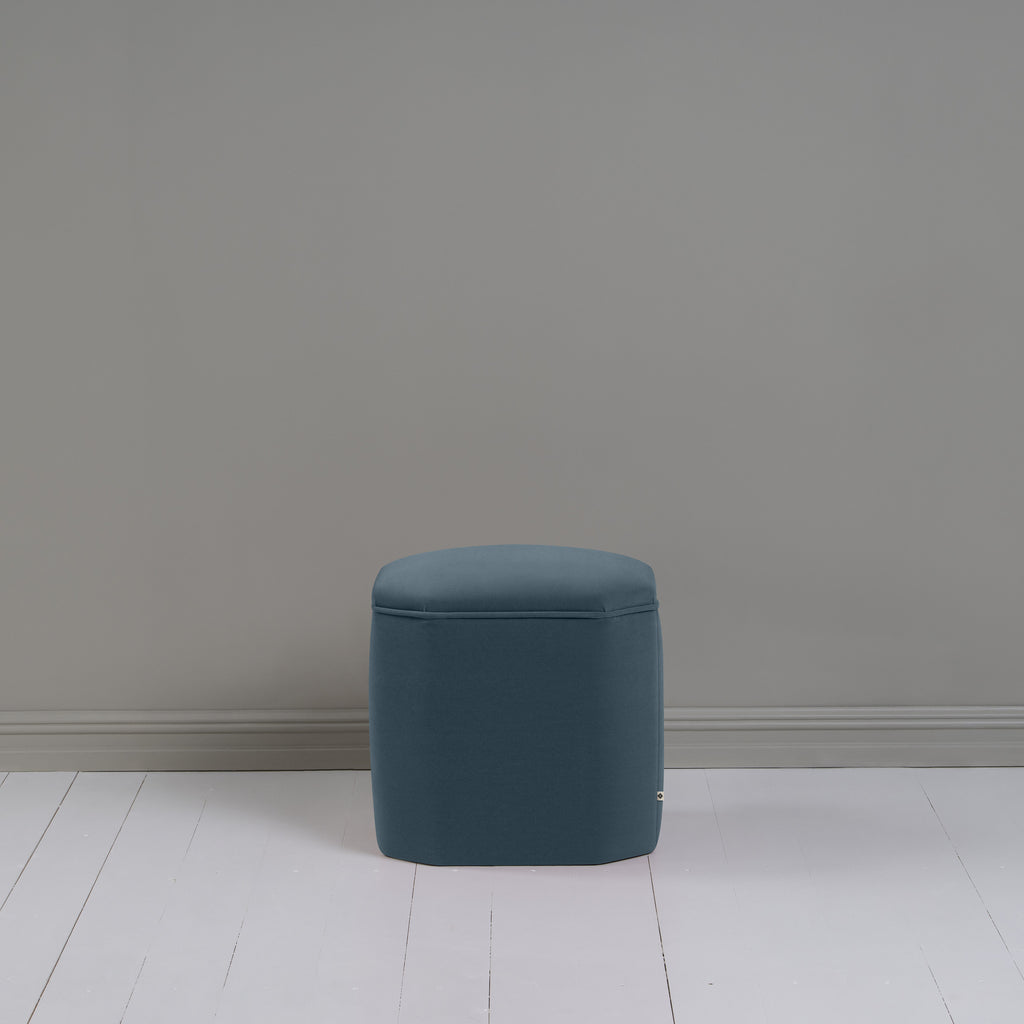 Thither Hexagonal Ottoman in Intelligent Velvet Aegean Back view