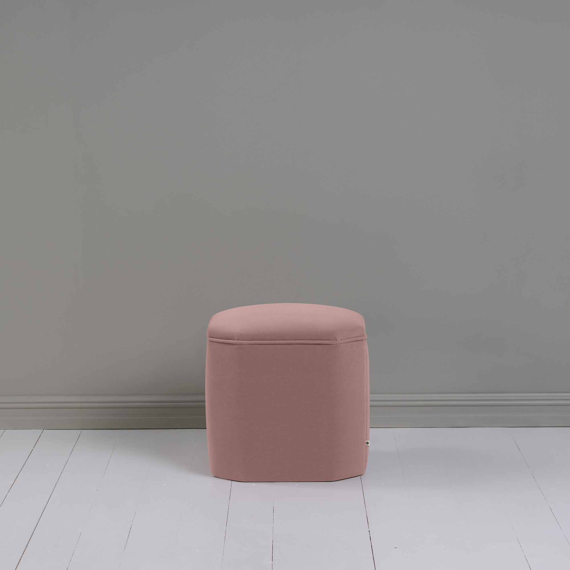 Thither Hexagonal Ottoman in Intelligent Velvet Rose Back View - NiX