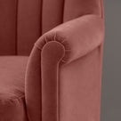 Elegant Arm Design Closeup of Time Out Armchair in Intelligent Velvet Damson - By NiX