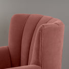 High-back design closeup of Time Out Armchair in Damson Intelligent Velvet by NiX Furniture Studio, London.