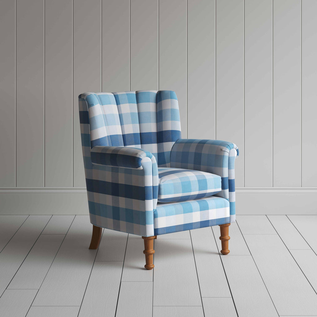  Time Out Armchair in Checkmate Cotton, Blue 