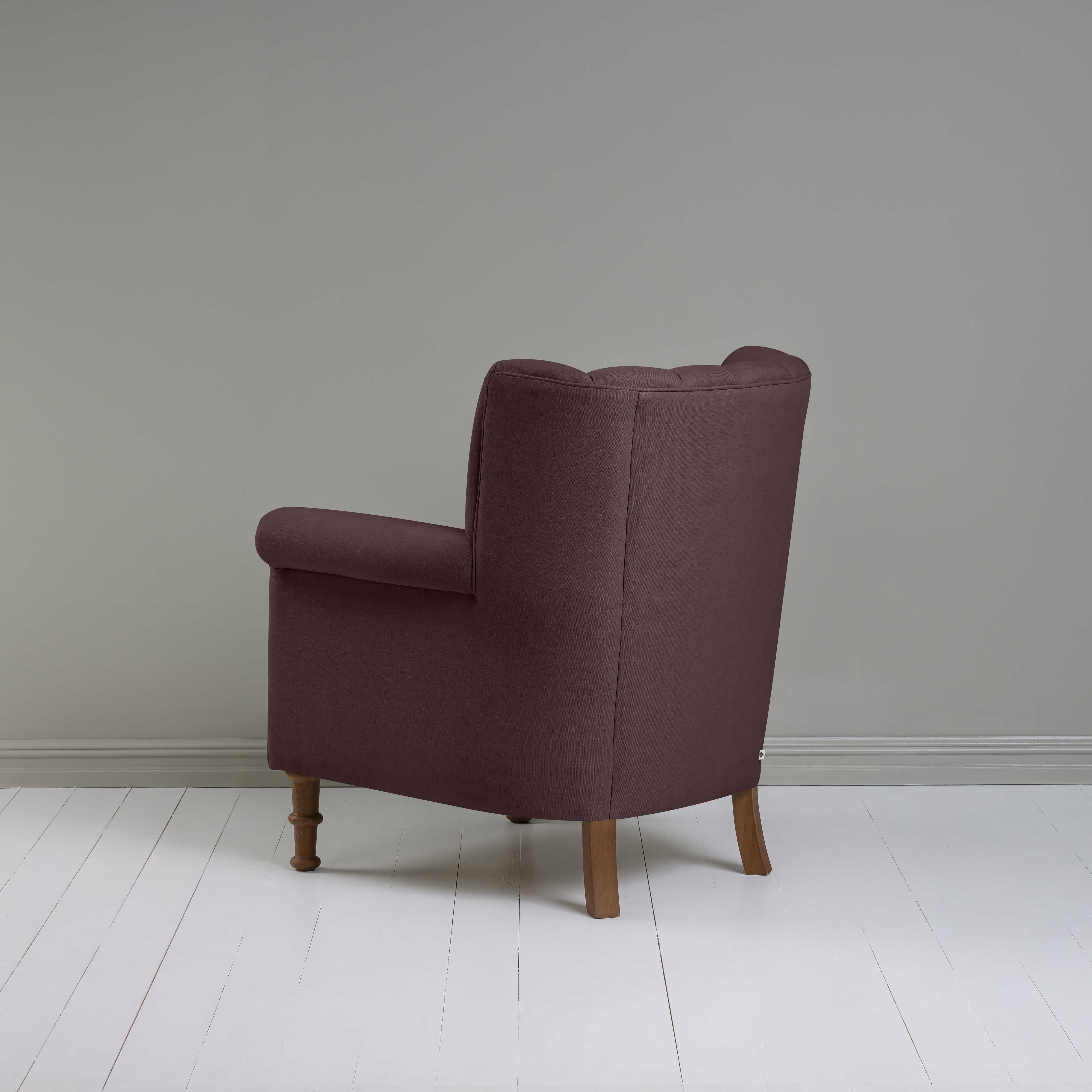 Time Out Armchair in Laidback Linen Damson, Back View - NiX