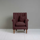 Time Out Armchair in Laidback Linen Damson, Front View With Matching Cushion on it - NiX