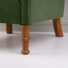 Time Out Armchair in Intelligent Velvet Juniper, Front Foot Design Closeup - NiX