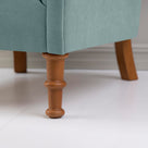 Time Out Armchair in Intelligent Velvet Mineral, Front Foot Design Closeup - NiX