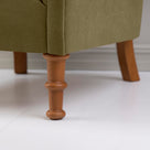 Time Out Armchair in Intelligent Velvet Sepia, Front Foot Design Closeup - NiX