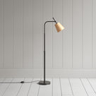 Floor Lamp Base in Waxed Brass With Dotted Lampshade