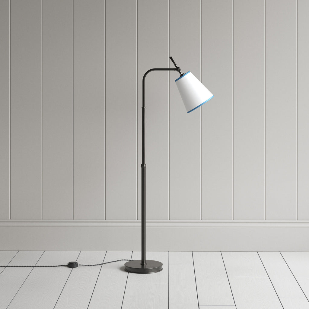 Floor Lamp Base in Waxed Brass With White Lampshade