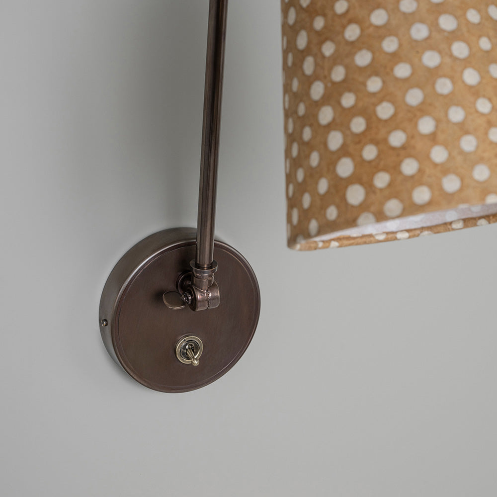 Focused Wall Light in Waxed Brass, Swivels Right