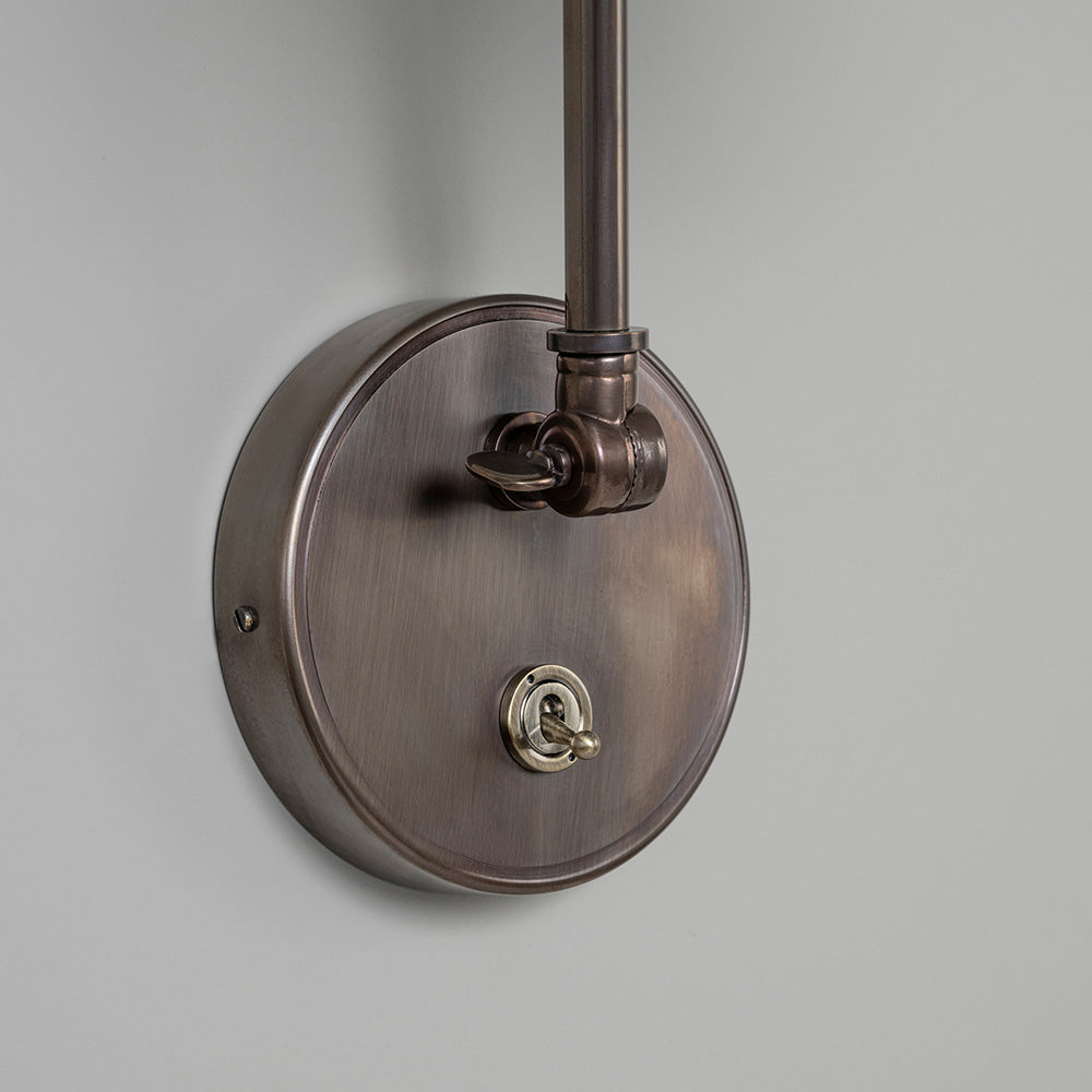 Focused Wall Light in Waxed Brass, Swivels Right