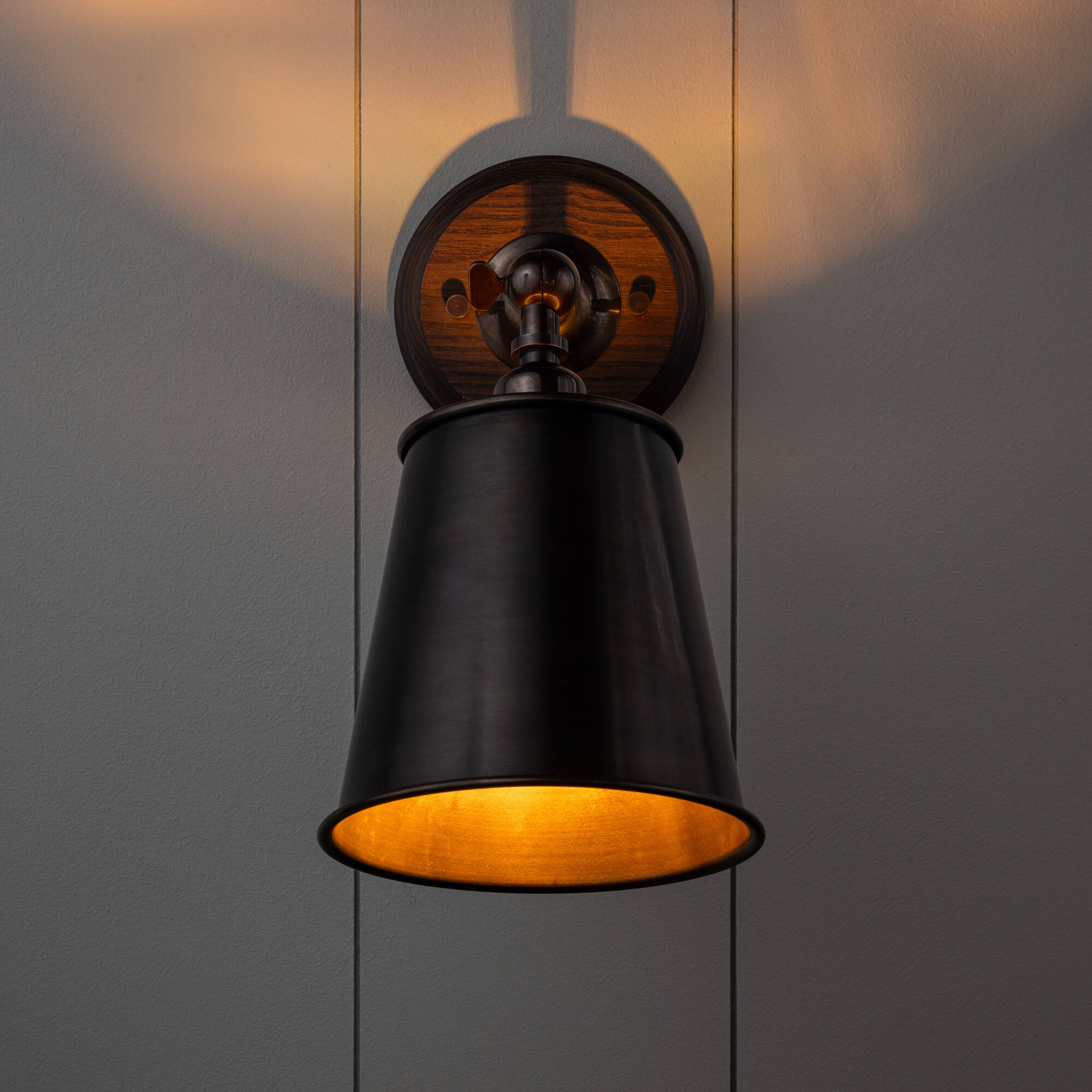 Brass Wall Light Finishing With Metal Lampshade