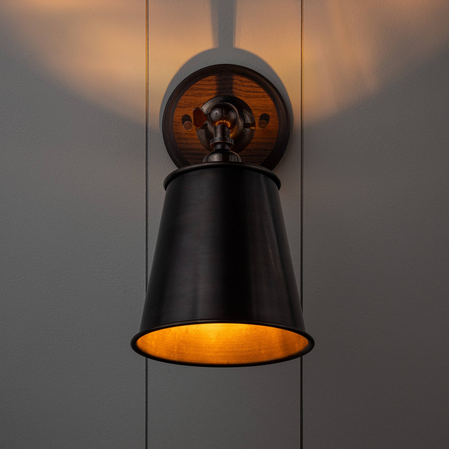 Brass Wall Light Finishing With Metal Lampshade