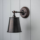 Waxed Brass Wall Light With Metal Lampshade - By NiX