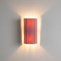 Stitch In Time Wall Light in Burgundy with Muted Pink Trim, With Lights 'ON' - Nicola Harding & Co.