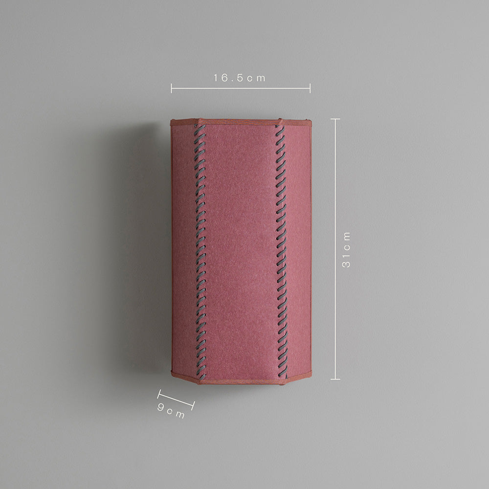 Stitch In Time Wall Light in Burgundy with Muted Pink Trim